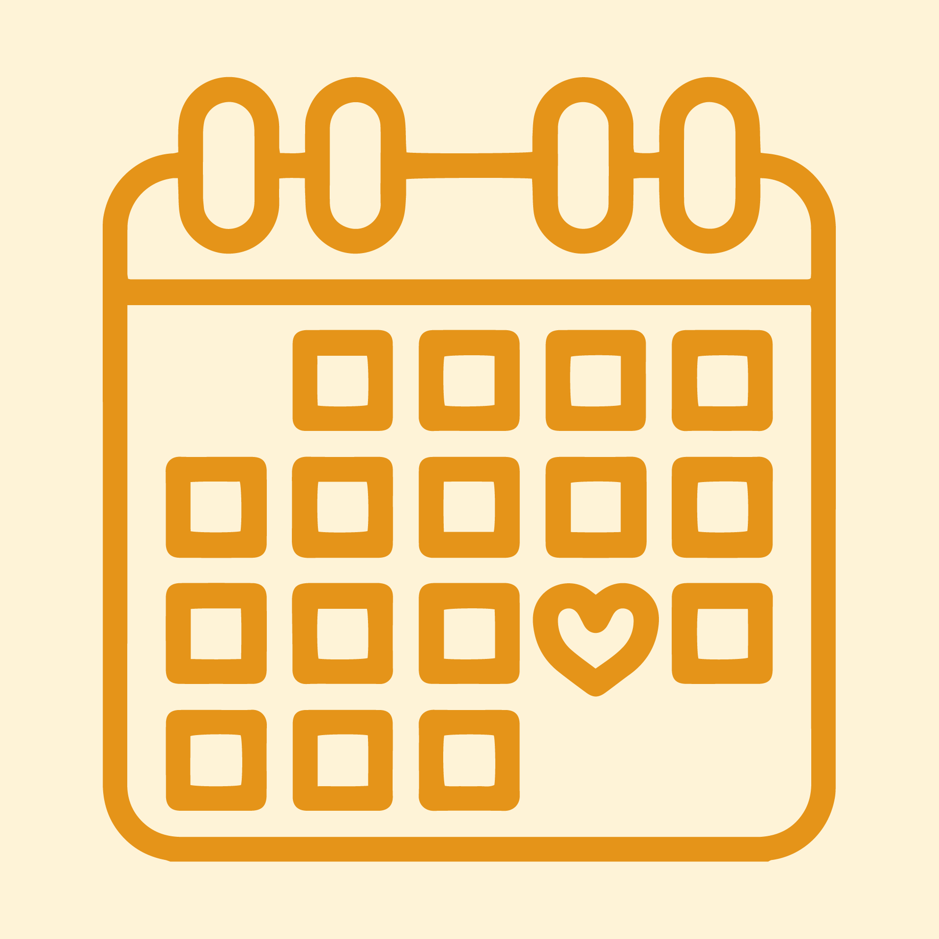 Calendrier avec un coeur sur une date